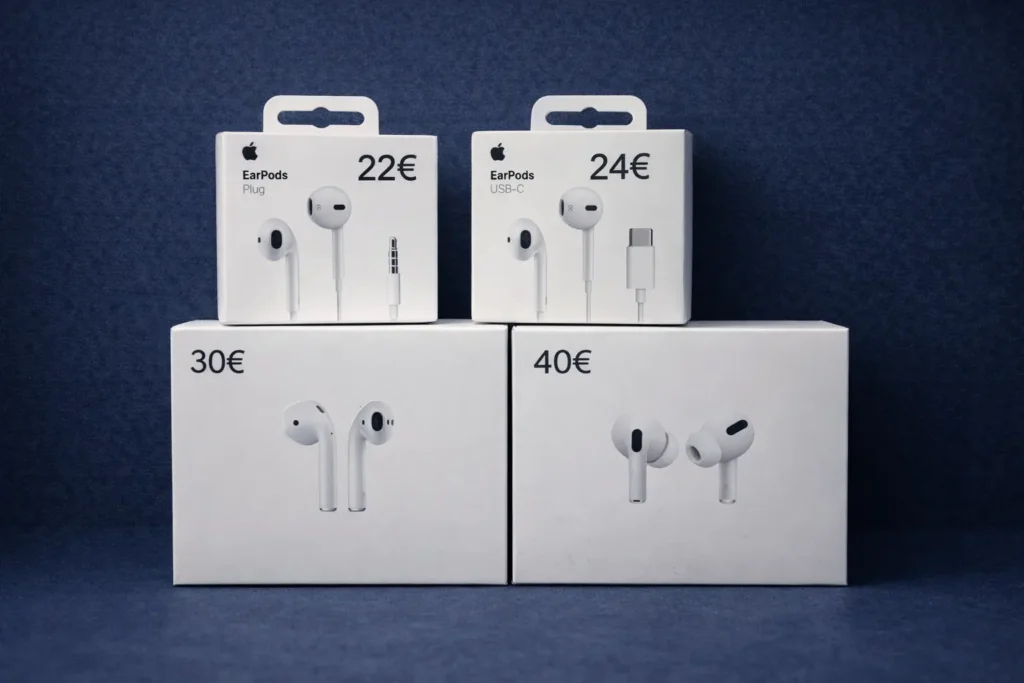 Écouteurs filaires et sans fil en boîte de vente