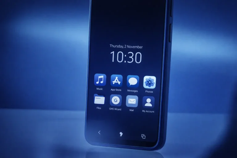 Smartphone Android affichant l’écran d’accueil et applications